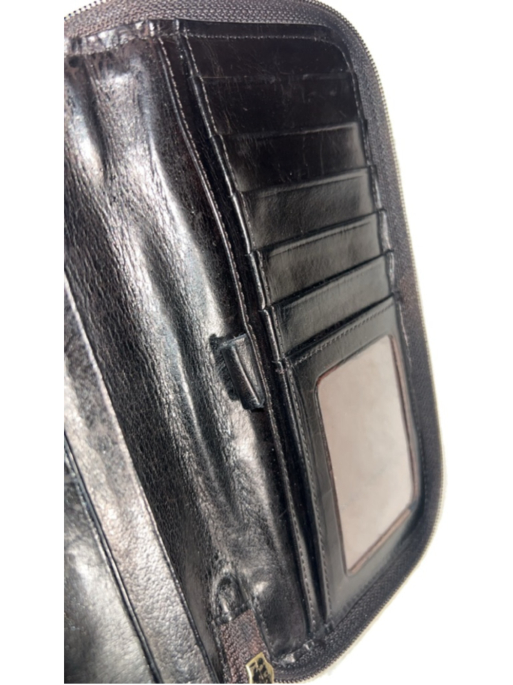 Vintage Coach Black Leather Zip-Around Wallet One Size - Picture 7 of 8